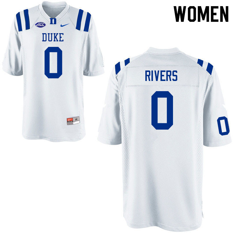 Women #0 Chandler Rivers Duke Blue Devils College Football Jerseys Sale-White